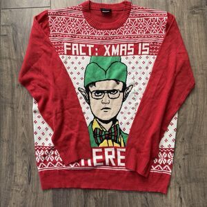 NWT The Office Christmas Sweater Size  L Red Holiday Ugly Dwight Long Sleeve